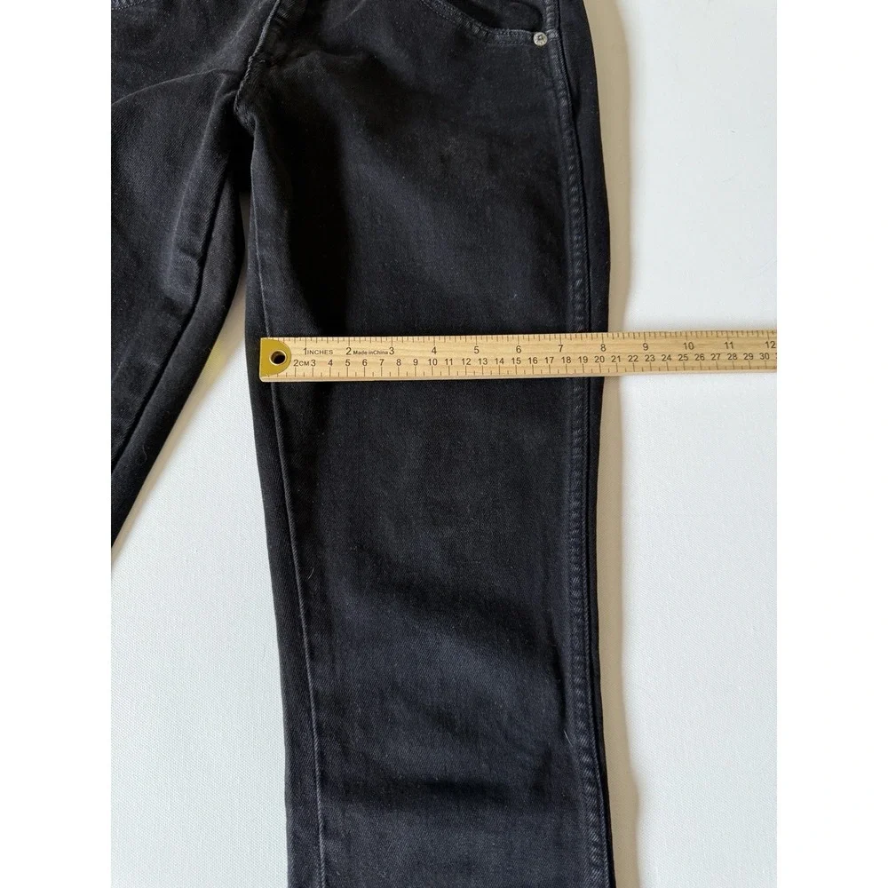 AMO Womens Black Low Rise Dark Wash Black Magic Stix Crop Leg Jeans Size 26‎